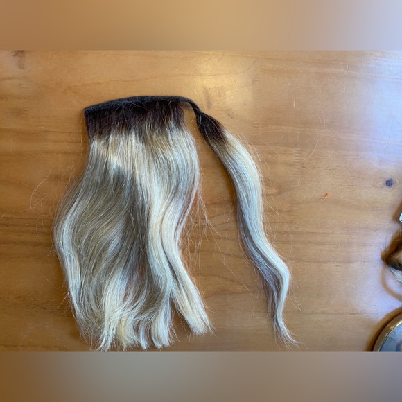 HAIRDO Human Hair Ponytail CLIP VELCRO WRAP EXTENSION KEN PAVES BLOND DARK ROOTS - Picture 9 of 12